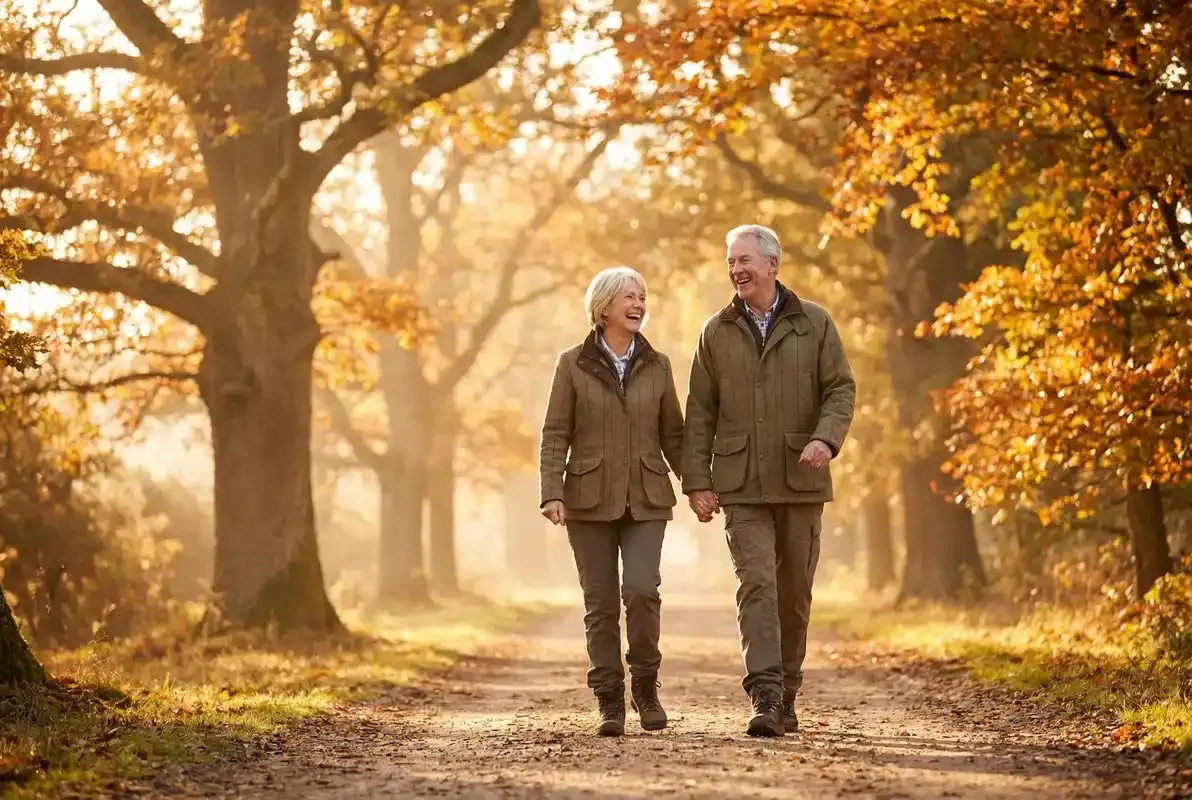 Person enjoying a peaceful walk in nature, representing overall nerve wellness and an active lifestyle